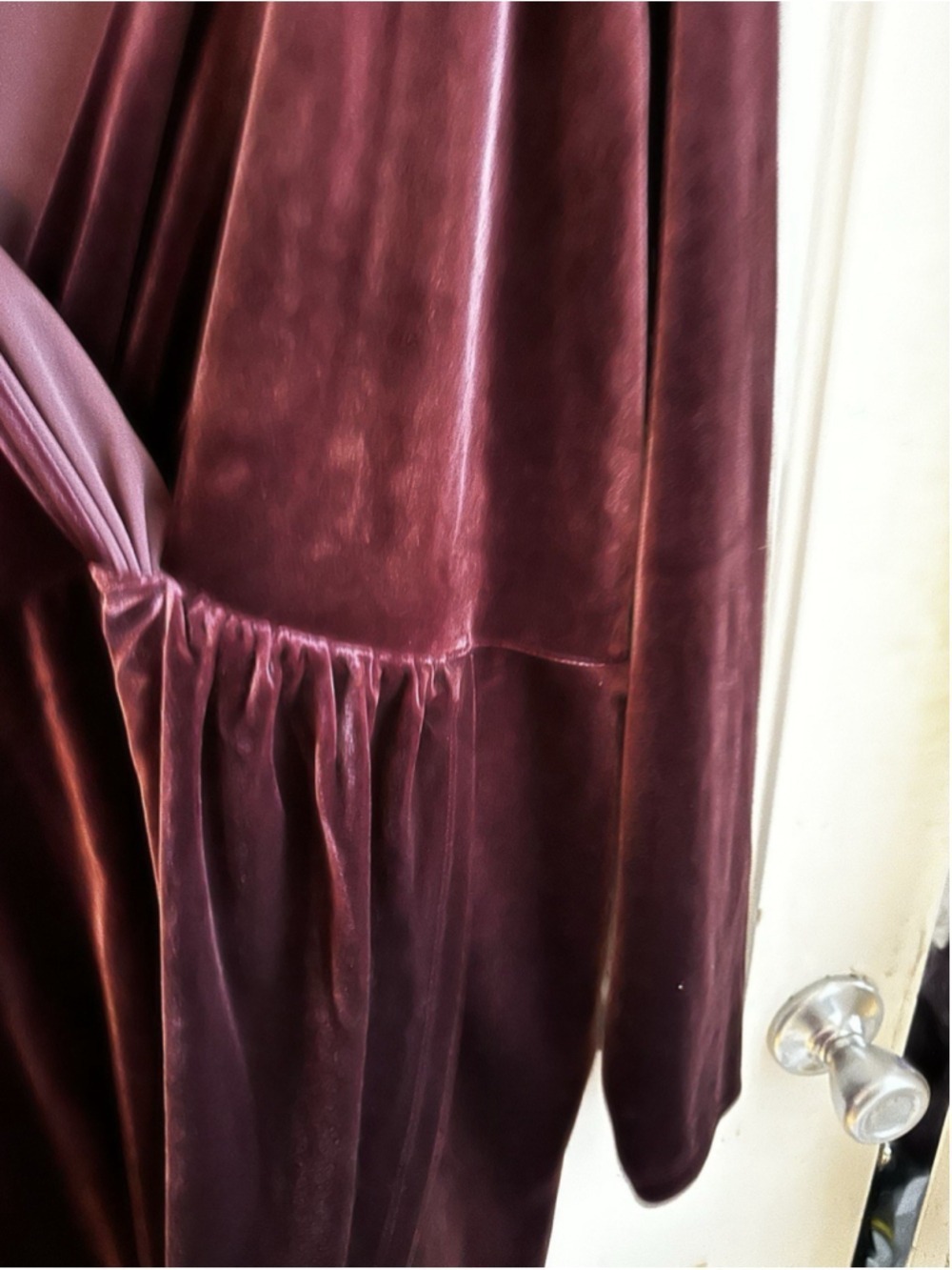 LOFT Velvet Wrap Large Plumberry Faux Wrap Cocktail Holiday Party Dress - Picture 7 of 9
